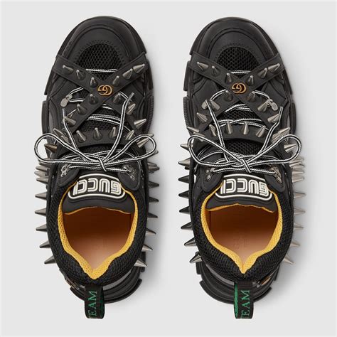 black gucci shoes with spikes|gucci flashtrek spikes.